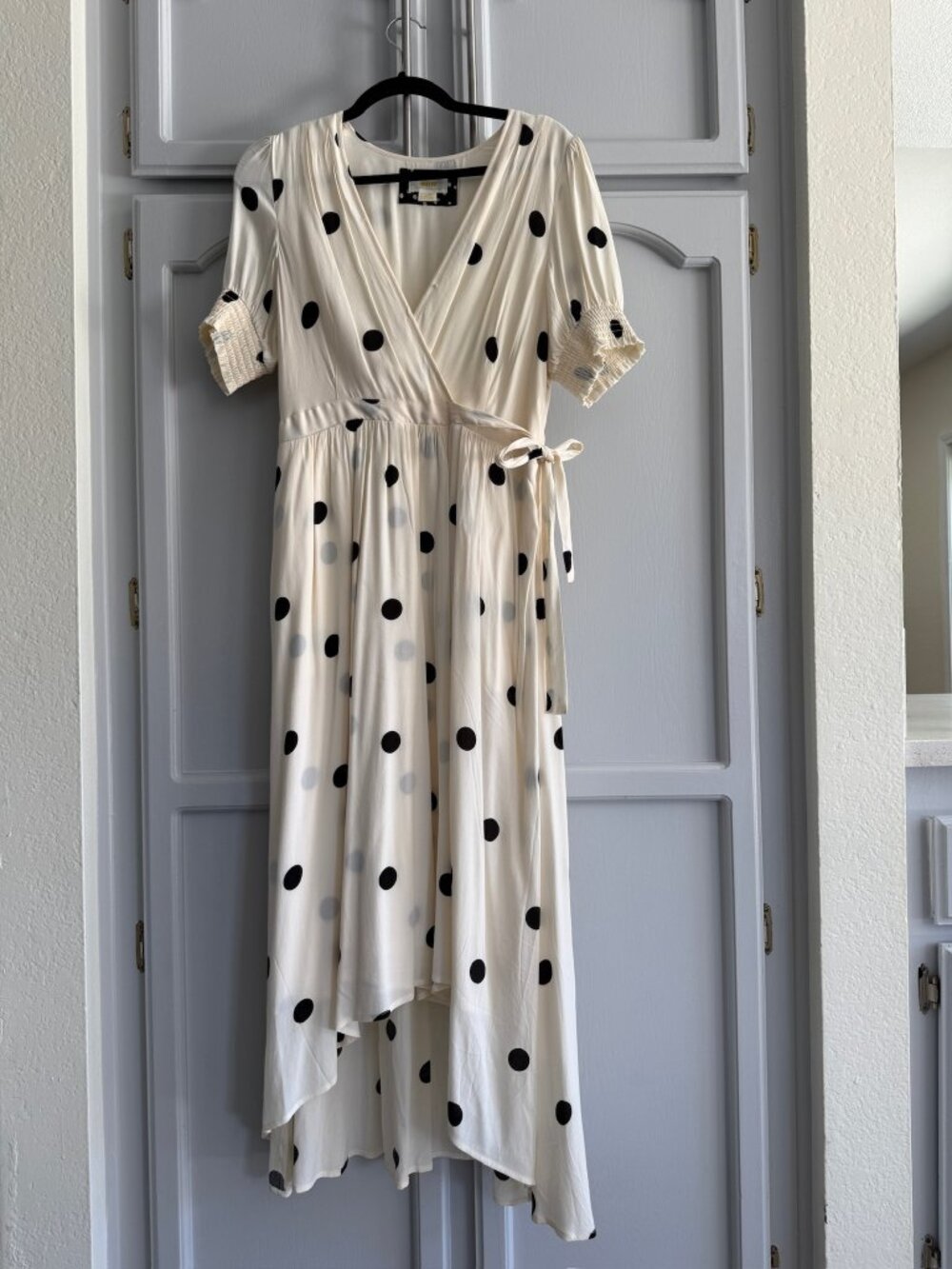 Anthropologie Maeve Cream Polka Dot Dress 10